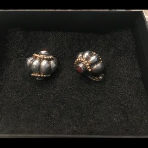 Silver and Gold earrings with rubies